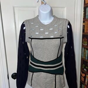 Yigal Azrouël Gray Knit Sweater with Perforations Size Small